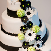 Green Black And White Flowers Just practicing, made white and black daisies, black poises and green mums.