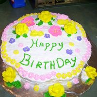 B-Day Flower Cake I made this petal shaped cake for a friends b-day. Covered in BC and BC roses, all the other flowers are Royal. I made about 350 pink and...