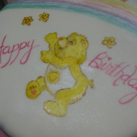 Hand-Painted Care Bear I painted this cake using powdered food color and vodka and dusted it with a white pearl dust. The sides were dusted with white, blue and...