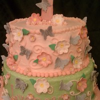 Babys 1St Birthday The mom wanted butterflies, flowers, pink, purple, and lighter green. The top is an 8" strawberry with fresh strawberry filling. The...