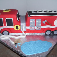 Fire Truck Yellow cake carved from a 9x13 and covered in fondant. I was sooo dreading doing this cake but it ended up not being that bad, of course I...