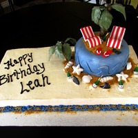 Beach Theme Cake Beach theme cake, buttercream and fondant, seashells, palm trees and chairs are all made from gumpaste.