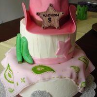 Cowgirl Birthday Cake This cake is my first upload here. This was a cake for a little girl that turned 8 and requested a cowgirl themed birthday party and cake....