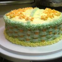Basket Weave Happy Hour Cake Lemon-Lime and Orange Marble cake with corresponding citrus buttercream frosting.