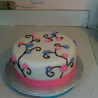 Apple Blossoms First time doing fondant on a whole cake. Flowers are RI. Cake was WASC with choc ganache filling.