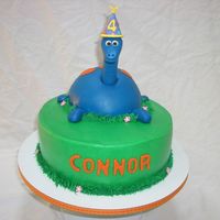Dinosaur Cake Dinosaur cake for my co-workers sons 4th birthday. The dinosaur body is cake and he is covered in fondant. He is all edible except for the...