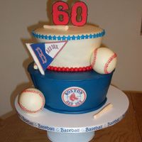 Red Sox Birthday Cake Red Sox themed birthday cake for my Mom's 60th Bday (she is fanatic about her Red Sox!). The tiers are tapered and covered in MMF. The...