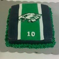 Philadelphia Eagles Birthday Cake A simple, single-tiered fondant cake made for a birthday. Eagle was drawn and cut out by hand.