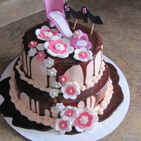 My Beautiful Mothers Birthday Cake Chocolate cake, buttercream icing, chocolate ganache, fondant accessories. I was in a hurry so I'm not real happy with how the cook...