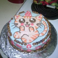 Chibi Cat Cookie Dough Cake A yellow cake with an italian vanilla bean buttercream and home made cookie dough filling. Covered in home made marshmallow fondant and...