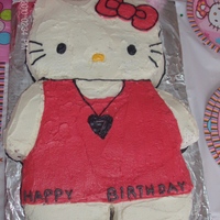 Hello Kitty Birthday Cake This cake has a chocolate body, vanilla head, and was covered in vanilla buttercream