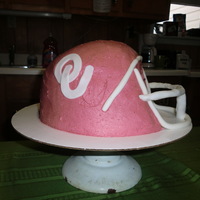 Oklahoma Sooner's Helmet Chocolate cake with vanilla butter cream frosting and fondant accents.
