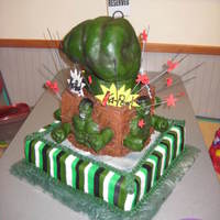 Incredible Huk Fist & Hulks are rice kripie treat w/ MMF. Stars are on rice & pasta noodles. The rest is MMF & buttercream.