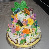 Fairies And Butterflies My 1st cake with fairies and butterflies. I used fondant, buttercream & sugar veil icing.