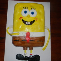 Spongebob I really loved makeing this cake. I used a 9x13 pan. after i iced it in buttercream, i dug out holes all over the cake. Then i covered it...