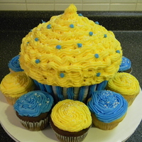 Giant Cupcake, Blue & Gold Used Wilton giant cupcake pan. This was for the Cub Scout's Blue & Gold Banquet.