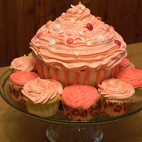 Valentine's Day Giant Cupcake Used Wilton's giant cupcake pan