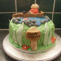 Fishing Theme Cake i knew i should have stuck to covering it in fondant! i havnt been making cakes long, only a few months really (self taught)... but...