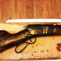 Rifle Birthday Cake this is a cake i made for my cousin matchs his birthday present except mine is a little bigger used all of 2 yelow buttercake sheet cakes ,...