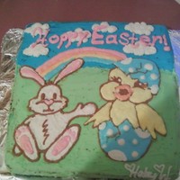 Bunny & Chick Easter Cake a simple buttercream piped cake.