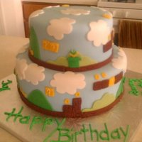 Tyler My nephew's birthday cake. He requested a Mario bros theme. it looked better after the characters were added, but I didn't get a...