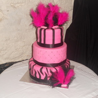 Big Fat Gypsy Birthday Cake! First go at a tiered cake, first go at stripes, first go at quilting.... all in all, a success!!!! Bottom cake is chocolate with baileys...