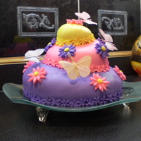 Whimsical Cake This is one of the first cakes I have ever done. My first time using fondant. The cake was for my best friends birthday and she loved it!