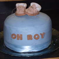 Oh Boy i did this cake for a baby shower recently. 3 layer vanilla cake with lemon filling, lemon buttercream smoothed. I made the booties from a...