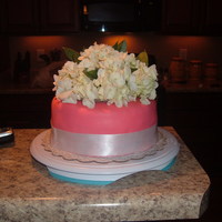 My First Fondant Cake my neighbor's daughter asked me to make this for her mom's birthday-2 days before she wanted it! so i wanted to keep it simple...