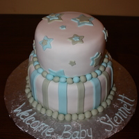 Stars And Stripes Baby Shower Cake Marble cake with buttercream filling, covered in fondant.