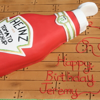 Ketchup Cake Made for my husband who likes ketchup with everything! Tried a new technique on the board to look like wood. Also new for me - hand...
