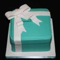 Tiffany Box Lemon cake, filled with lemon curd and lemon buttercream. Gumpaste bow. Made for a friend who loves jewellery