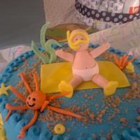 Under The Sea W/ Baby & Me 1/2 sheet & 10" double layer vanilla cakes with fudge filling and buttercream icing. All decorations are gumpaste. Matched the...