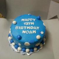 Blue Birthday Cake Funfetti cake for friend's son turning 13. Fave color is blue, so I covered the cake with BC with fondant lettering and decorations.