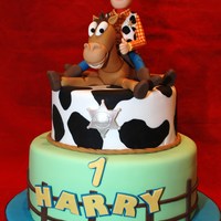 Toy Story Newsflash Woody Flattens Bullseye! A cake made for a friend's grandson. Apparently when his gran took the cake to the party, she wouldn't let anyone cut it!