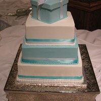 Tiffany Box Cake All buttercream iced, including top cake.