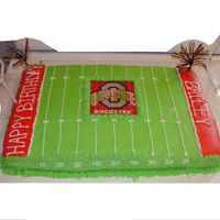 Ohio State Football Field Birthday cake for my little cousin. was half vanilla half choc. all BC with edible image, I had some trouble with the edible image. I used...