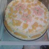 3 Milk Cake With Peach Filling And Cool Whip Cream Cheese Frosting.. Its not all perfect practicing to do better, I am accepting any advice for decorating better.