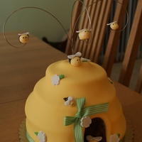 Beehive Cake Beehive Cake using the doll mold. Fondant bees suspended using the cake wires by Chef Duff.