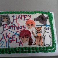 Anime Cake This cake combines the anime characters from Kenshin, Inuyasha, and Fruits Basket.