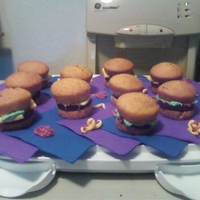 Burger Cakes Just wanted to try something cute. The bun is yellow cake, the meat pattie is devils' food cake. Lettuce, mustard, and ketchup are all...
