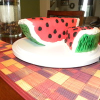 Watermelon Cake Chocolate cake with buttercream and MMF.