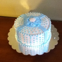 Blue Cake this was a last minute cake for a girl I work with. Not perfect but it is ok.
