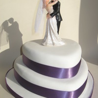 Simple White And Purple Wedding Cake 