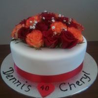 Anniversary Cake Fresh flowers on top