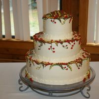 Fall Wedding Cake buttercream flowers in fall colors