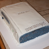 Xbox Cake This is a three layer fondant cake. I traced out my son's XBOX onto a piece of cardboard and used it to cut out the cake shape.