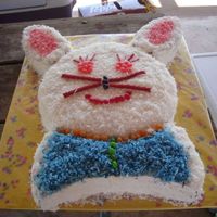 Easter Bunny This cake was two 12 inch rounds one vanilla one chocolater....we cut out the ears and used the rest for the bow tie....this was the...