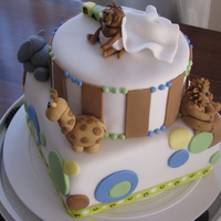 Animal Character Baby Shower Cake Two tier with 5 animals