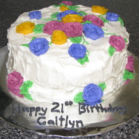 21St Birthday Cake Red velvet cake with marscapone, cream cheese frosting and 21 buttercream flowers.